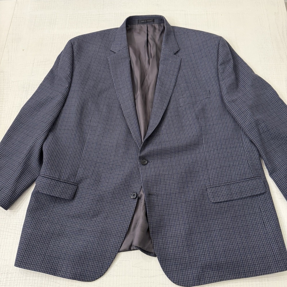Ralph Lauren Sport Coat 54R Plaid Navy 100% Wool Blazer Jacket Luxury Designer